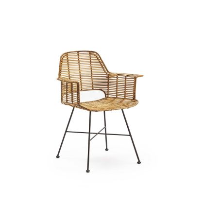 Silla Tropical de Mimbre natural y Metal negro.