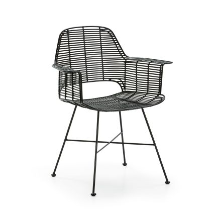 Silla Exótica de Mimbre y Metal negro.