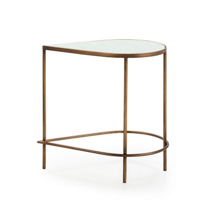 Mesa Auxiliar 60x40x60 Metal/Mármol Dorado/Blanco