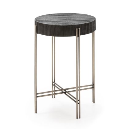 Mesa Auxiliar 41x41x70 Metal/Madera Niquel/Negro