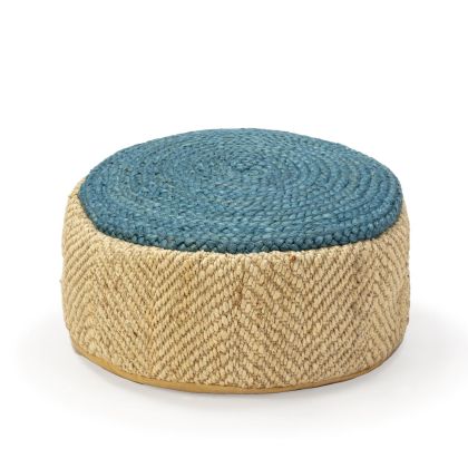 Puff Chill-out de Shumak en marfil y azul.
