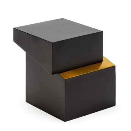 Mesa Auxiliar Contemporánea en Metal Negro y Dorado.