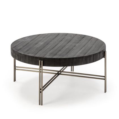 Mesa de Centro Madera/Metal en Negro/Niquel, 86 Cm.