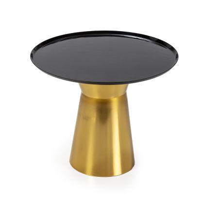 Mesa Auxiliar Escultórica en Metal negro y dorado.