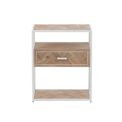 Mesita de Noche Zigzag Estilo Nórdico 1 Cajón, 50 Cm