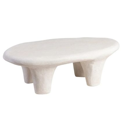 Mesa de centro nórdica en poliresina granulada blanco.