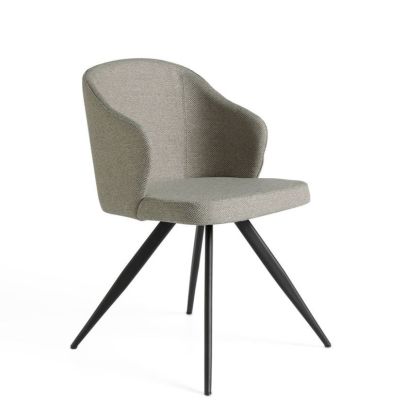 Upholstered Fabric Chair Black Steel, 48 cm
