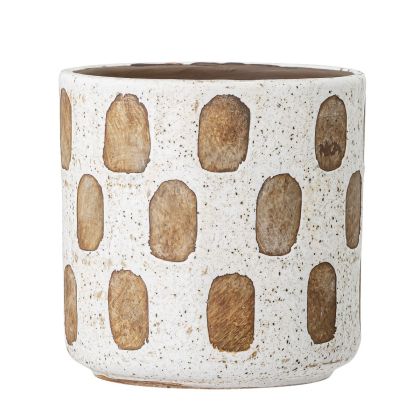 Maceta Deco, Blanco Marrón, Terracota, 12 CM
