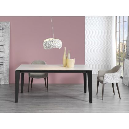 Mesa Comedor Extensible de Diseño Estilo Moderno Porcelánico Madera Haya, 120/190 Cm
