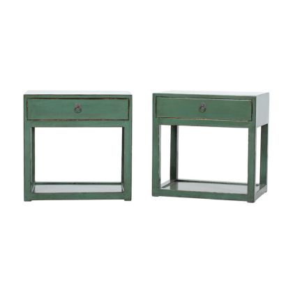 J/2 Mesitas Noche 1 Cajón Madera Pino Verde, 60 Cm