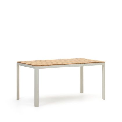 Mesa Exterior Bona Madera Teca Aluminio Natural Blanco, 163 Cm