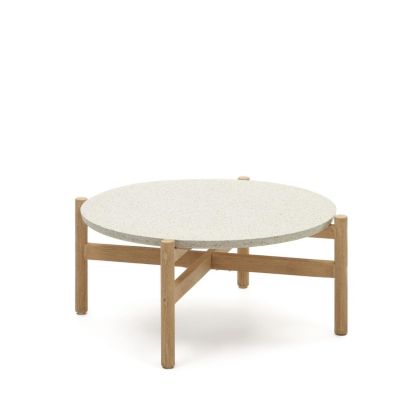 Mesa de Centro Pola Cemento Madera Eucalipto Estilo Moderno, 88'5 Cm	
