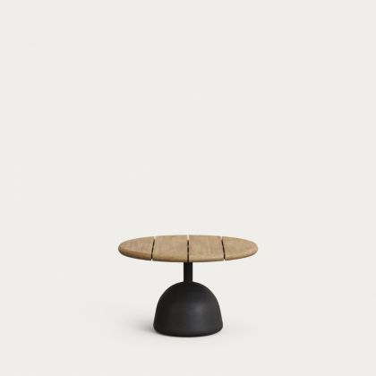Mesa Centro Redonda Sobre Acacia Cemento Negro, 55 Cm