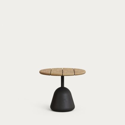 Mesa Centro Sobre Acacia Natural Pie Cemento Negro, 55 Cm