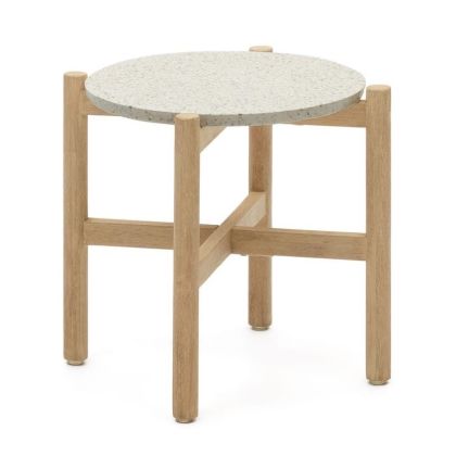 Mesa Auxiliar Pola Estilo Moderno Cemento Madera Eucalipto, 54'5 Cm