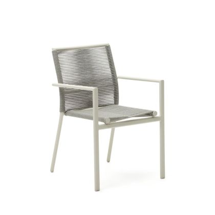silla De Exterior  Aluminio Cuerda Blanco, 56 Cm
