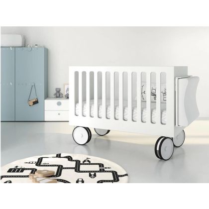 Cuna Convertible con Ruedas y Cambiador Infinity Estilo Moderno, 130 Cm