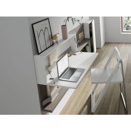 Mueble Escritorio Abatible Flat Estilo Moderno Estudio Trabajo, 72 Cm