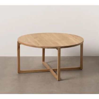 Mesa de centro nórdica en madera mindi natural.