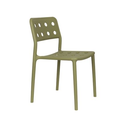 Silla moderna en plástico de polipropileno color verde.