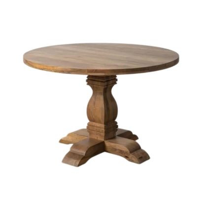 Mesa de comedor nórdico moderno en madera de mango natural.
