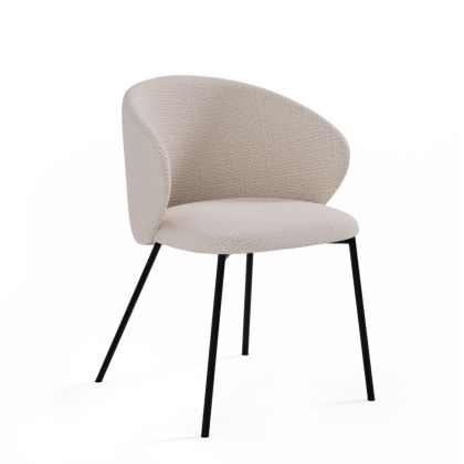 Upholstered Black Metal Chair, 56 Cm