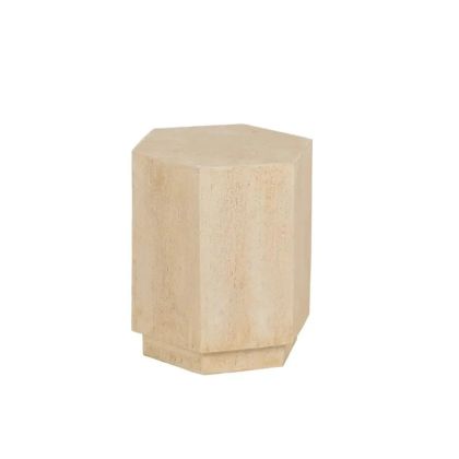 Mesa auxiliar nórdica en magnesio y fibra de vidrio beige.