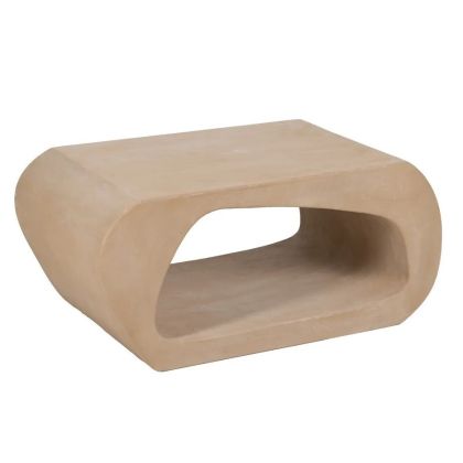 Mesa de centro nórdica con hueco central en dm tono arena.
