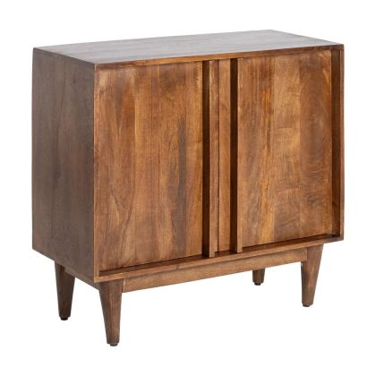 Aparador recibidor 2 puertas nórdico en madera de mango marrón.