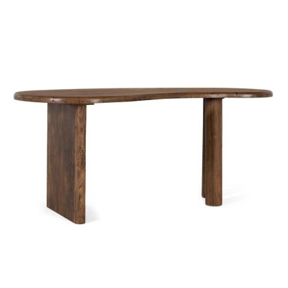 Escritorio orgánico de madera de teca en acabado nogal.
