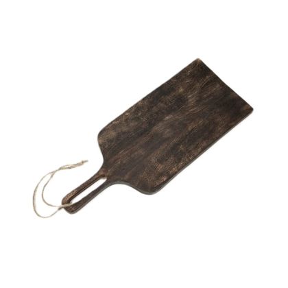 Tabla de servir rústica en madera de mango marrón.