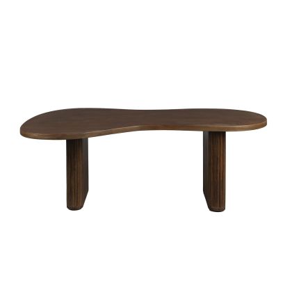 Mesa de centro nórdica orgánica en madera de mango natural.