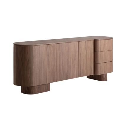 Aparador contemporáneo en madera y chapado de nogal marrón.
