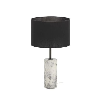 Lámpara de sobremesa de diseño moderno en mármol blanco y latón plomo.