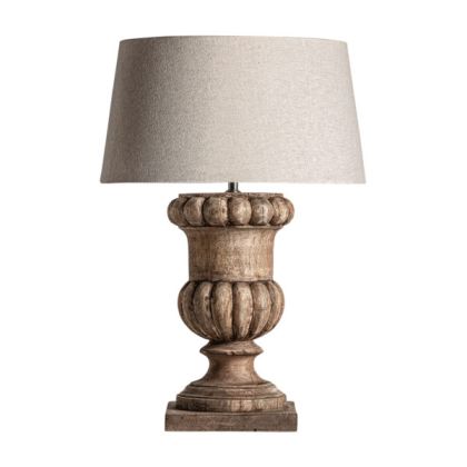 Lámpara De Sobremesa Madera Natural Tejido Crema, 45Cm