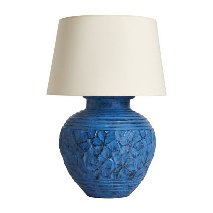Lámpara de sobremesa Terracota Azul, Lisa 75Cm