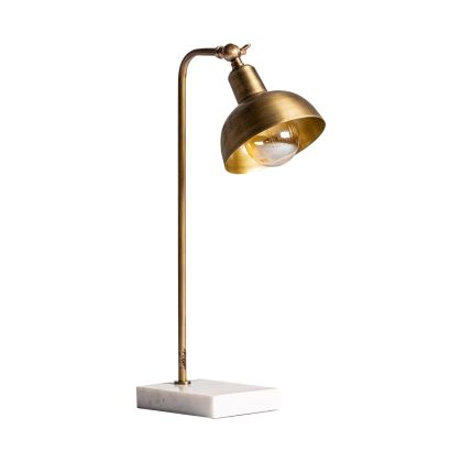 Lámpara Sobremesa Vintage Metal Mármol Oro/Blanco 15 Cm