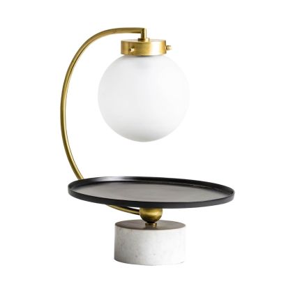 Lámpara Sobremesa De Estilo  Art Decór Oro Base Mármol,