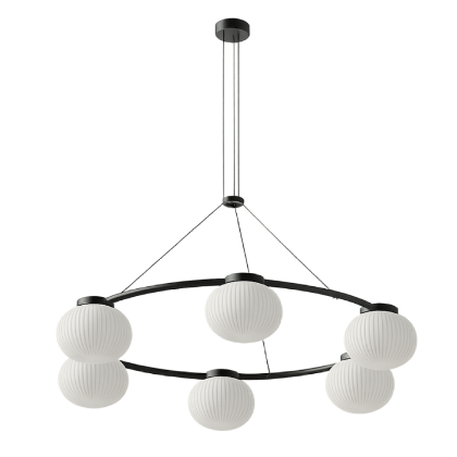 Lámpara de Techo 6 Tulipas Metal Cristal, 110 Ø