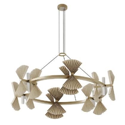 Lámpara de Techo HITA Papel Metal Oro Envejecido, 90 cm