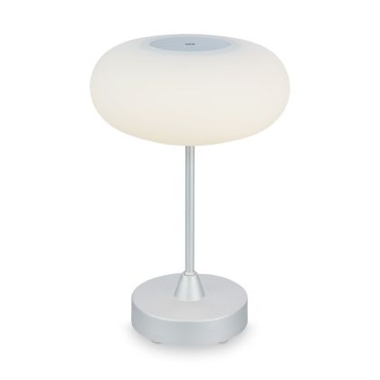 Lámpara De Mesa Blanca  Led Recargable Vidrio Plástico, 30 Cm