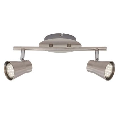 Plafón 2 Focos Orientables Metal Níquel Mate, 30,5 Cm 