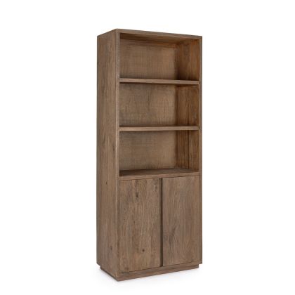 Librería en madera de mango y mdf marrón.