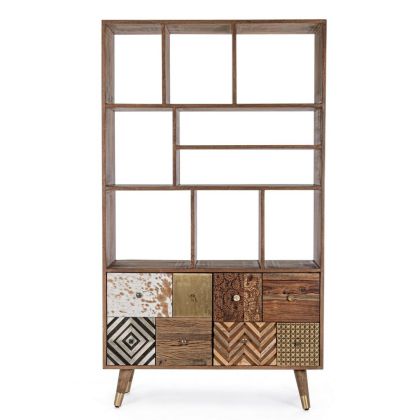 Librería 2 Puertas Madera Mango Madera Acacia, 100 Cm