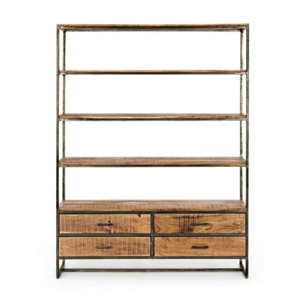 Librería 4 Estantes 4 Cajones Madera Acacia, 73 Cm