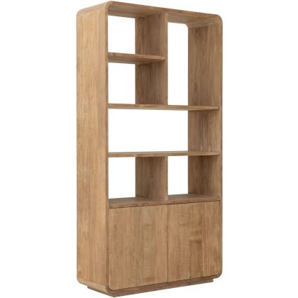 Librería con 2 puertas y 6 estantes en madera de teca reciclada 110 cm