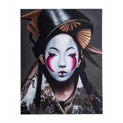 Lienzo Oriental Mujer Arlequín Blanco, 120 Cm 