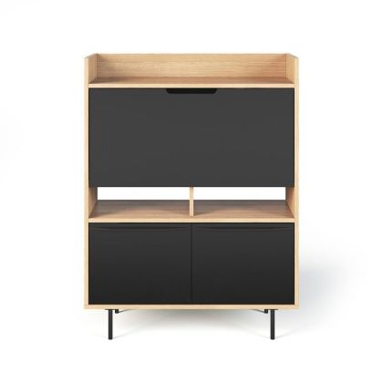 Escritorio Roble Natural Lacado Negro, 138 Cm