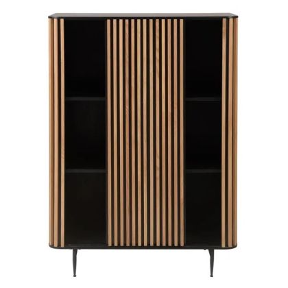 Aparador Alto Líneas Madera Roble Acero, 98 Cm