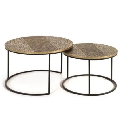 Set 2 mesas centro industriales bronce  